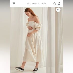 nwt NOTHING FITS BUT KIKO DRESS 100% cotton gauze maternity midi off shoulder